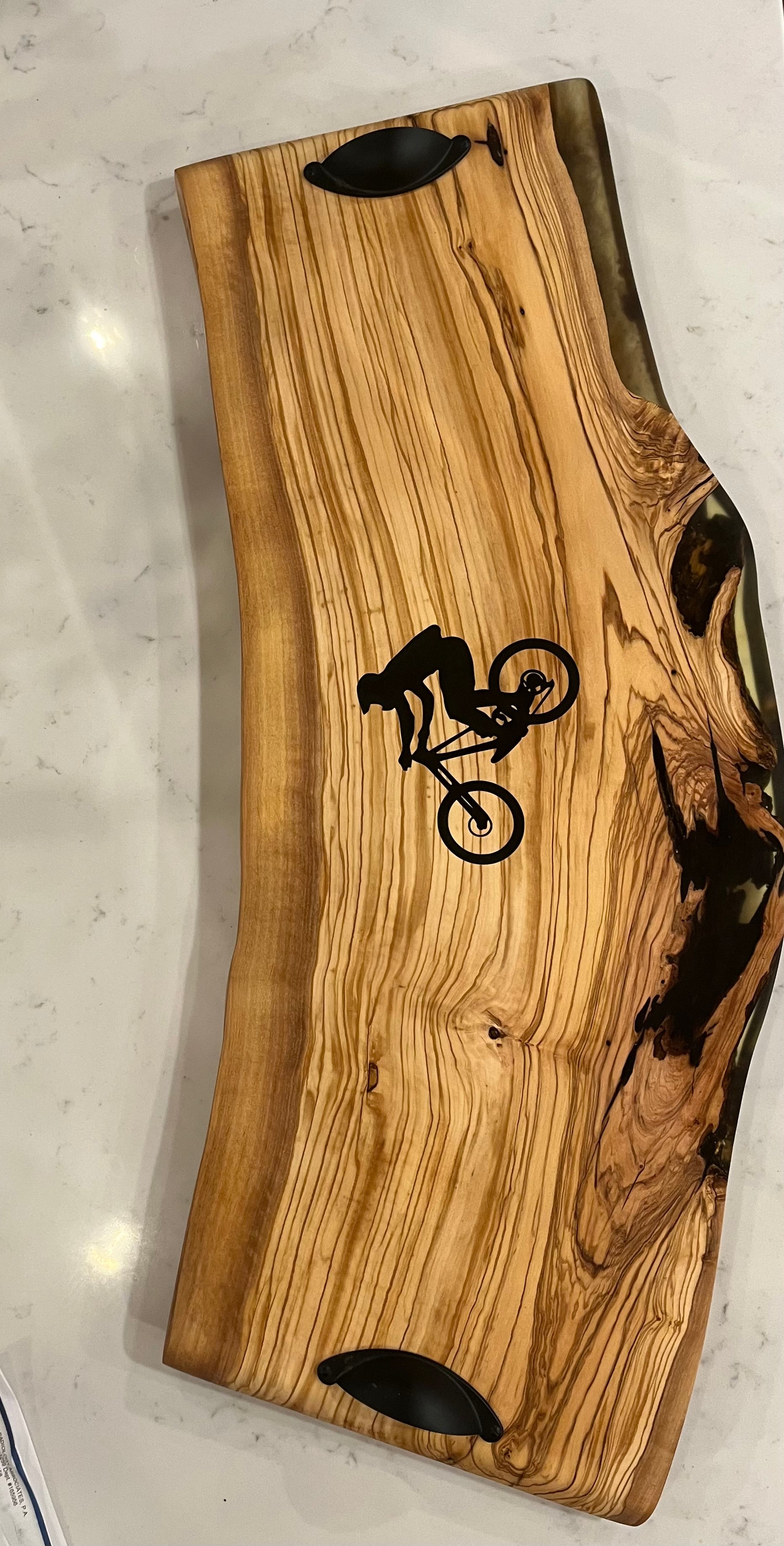 Hot Olive wood and epoxy charcuterie board